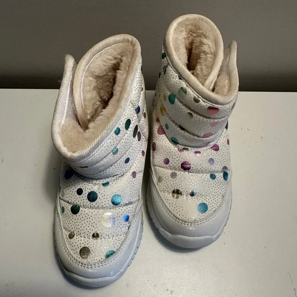 HOBI BEAR Toddler Kids Snow‎ Boots Winter Warm Padded Multicolor Dot Design